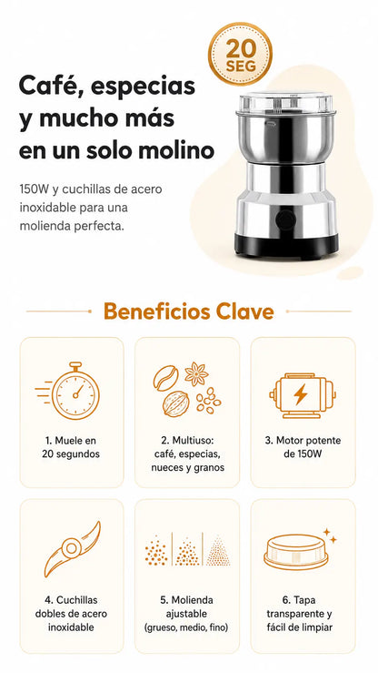 Molino De Cafe Electrico Multifuncional